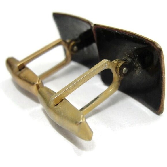 Blue Mosaic Enamel Copper Cufflinks Rectangle Shirt Accessories Wedding Vintage - Picture 6 of 14